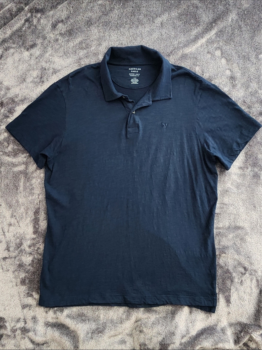 American Eagle Outfitters Men’s Dark Blue Polo Shirt Super Soft Standard Fit
